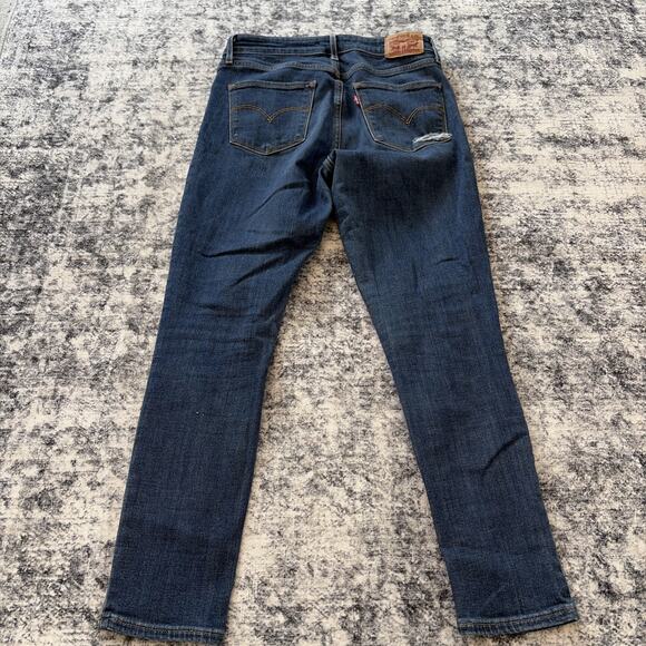 Levis 721 High Rise Skinny Jeans Womens 28 Blue Distressed Ankle Denim Stretch - Picture 9 of 12